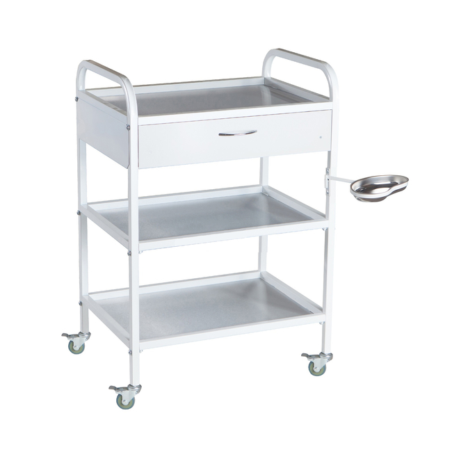 СИПС-03-01-Н - передвижной инструментальный столик, колеса из серой резины, 2 полки, 1 выдвижной ящик | ВЗМО (Россия)