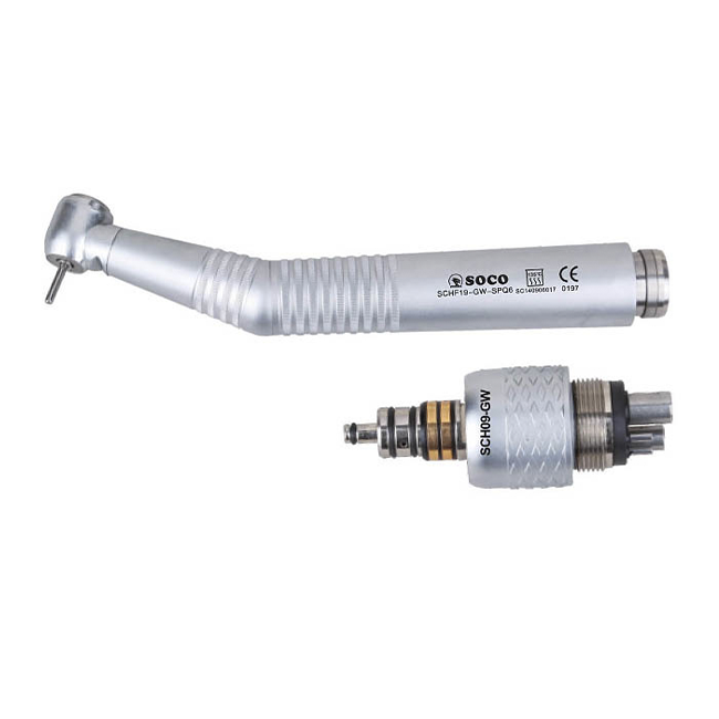 SOCO F19-GW-SPQ - высокоскоростной турбинный наконечник с трехточечным спреем и фиброоптикой, стандартная головка, под соединение W&H Roto Quick | SOCO (Китай)