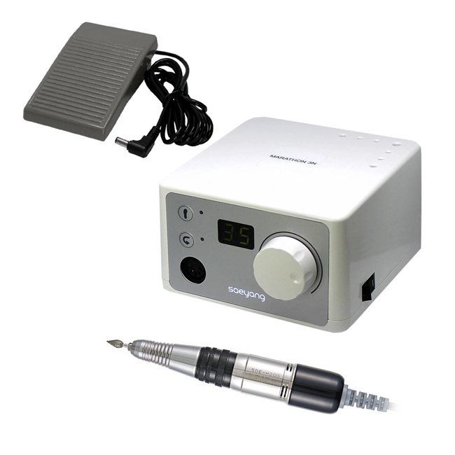 Marathon 3N - портативный микромотор с наконечником SDE-H200, 30000 об/мин, педаль SFP-27, серебристый | Saeyang Microtech (Ю. Корея)