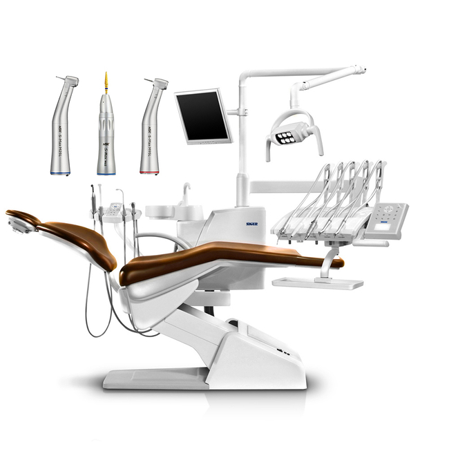 Комплект: стоматологическая установка с верхней подачей инструментов Siger U200 + набор наконечников NSK