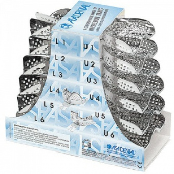 Ложка слепочная, набор 12 штук, с перфорацией без бортиков, Asa Dental (Италия)