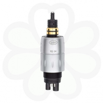 RotoQuick-34 - быстросъемный переходник для турбинных наконечников с фиброоптикой, с регулировкой подачи воды (для 4-канального соединения MidWest)